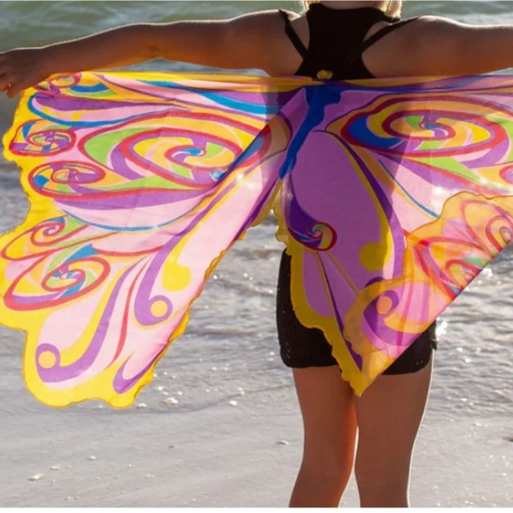 Butterfly Wings Kids Costume Pink Fairy Rainbow Glitter DREAMY DRESS UPS 44 in